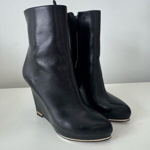 Givenchy Black Leather Wedge Boots size 36.5
